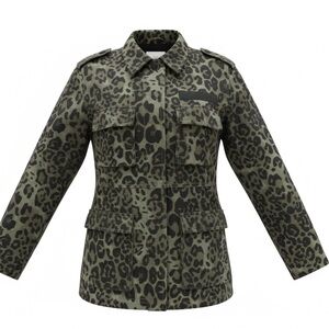 Avec Les Filles Olive Leopard Print Cargo Jacket Sz. M Ret. $175